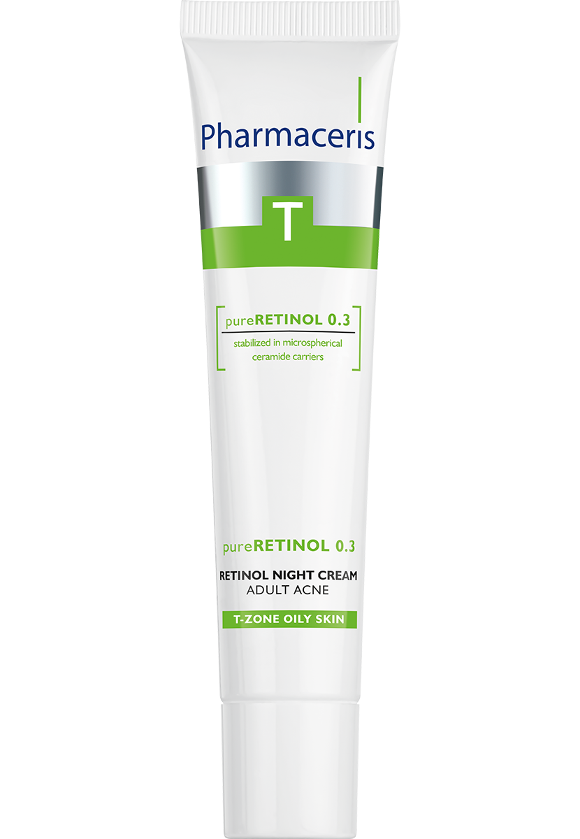 Täglich pflegende Nachtcreme für Erwachsene, die eine wirksame Behandlung zur Bekämpfung von Akne und Falten benötigen.